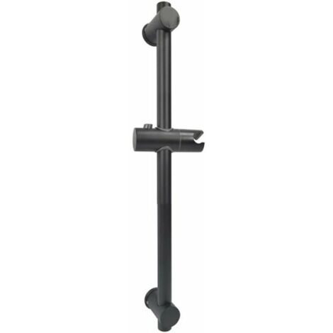 Black Shower Bar, 304 Stainless Steel Shower Bar with Height and Angle Adjustable Mounting Brackets, Brushed, Total Height 660mm