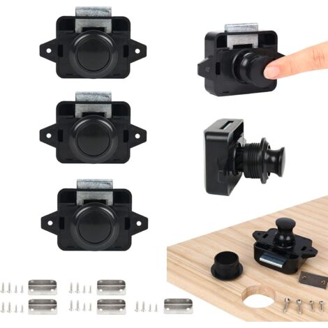 Push Button Lock Latch, 5PSC Keyless Door Locks for RV Yacht Boat Cabinet Door Handle Latch Pop Up Door Lock Nickel