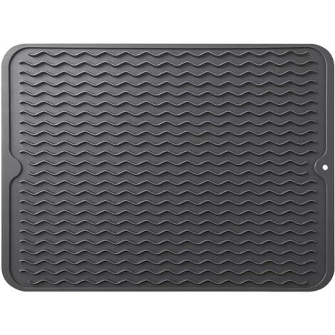 Silicone Dish Drying Mat, Sink Organizer, Kitchen Sink Rack, Heat Resistant and Non-Slip, Silicone Dish Drying Mat, Black (1/5)