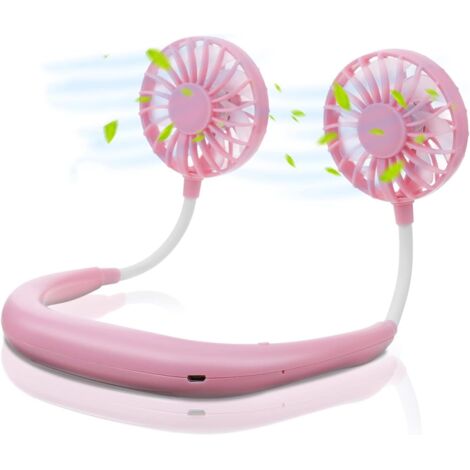 Neck Fan, Portable Wireless Neck Fan, Mini USB Fan, 3 Speed 360° Rotating Hanging Sports Fan with 7 Color LED Light