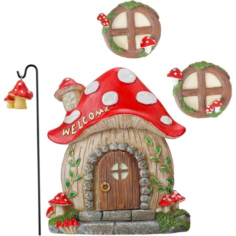 Fairy Door Cabin Set of 4 Garden Fairies Mushroom Mushroom Fairies Fairy House Garden Ornaments for Garden Trees Decoration, Fairy Doors for Garden, Door