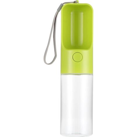 Dog Water Bottle for Walking, Portable Water Bottle with Bowl, Leak-Proof Dog Water Dispenser for Outdoor Pets, Travel, 450ML, Green