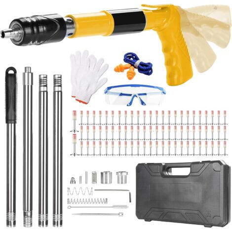 Concrete Nail Gun Set with 120 Nails for Nail Gun, Extension Rod, Swivel Steel Nail Gun, 5 Speed Manual Nail Gun for Steel & Concrete, Riveting Gun Tool for Wall Mounting