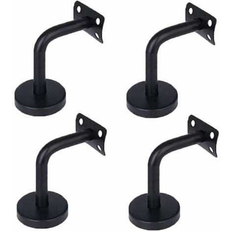 Handrail Brackets, 4 Pcs Stainless Steel Handrail Bracket, for Indoor Wall Handrails Corridor Bracket Loft Stair Handrail 6080mm Black,