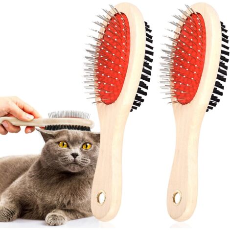 Suuwwn Pet Hair Brush 2 in 1 Dog and Cat Brush, 2 Pieces Double Sided Pet Brush Grooming for Comb and Massage Dog Knot Comb for Dogs Cats Short and Long Hair (1/5)