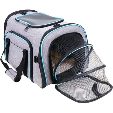 Foldable Cat Carrier, Expandable Breathable Mesh Pet Carrier, Travel Bag for Puppy Dogs Cats with Blanket and Shoulder Strap (1/5)