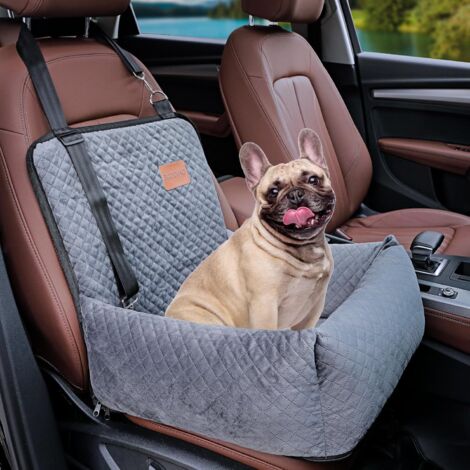 Dog Use Car Seat Car Seat for Small and Medium Dogs Soft and Short Plush Material Provides a Comfortable Travel Environment for Puppies The Non-Slip Bottom(Gray) (1/5)