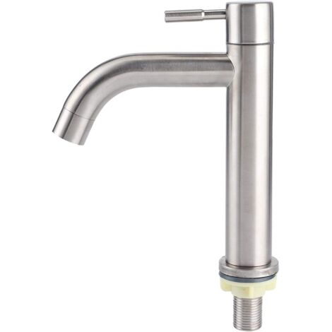 Brushed Stainless Steel Single Cold Water Tap Sink Faucet Bathroom Accessories Home Kitchen Bathroom (Single Cylinder Single Cold Water Faucet)