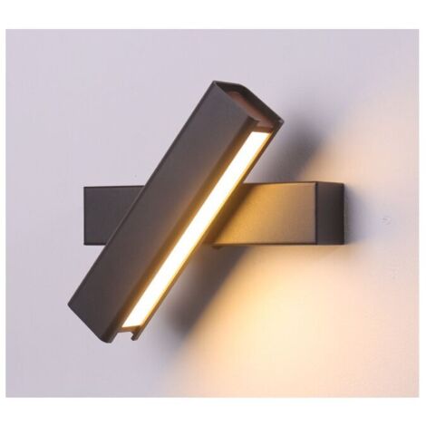 Living room and entrance wall light, rotating wall light, swivel wall light in wood and metal, wall lamp, black