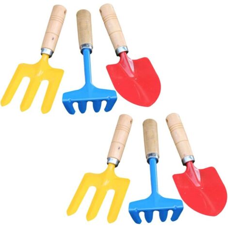 2 Pack Mini Kids Gardening Tools with Colorful Rake and Trowel for Kids Weeding at the Beach and Garden