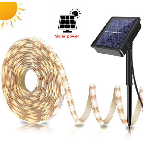 Solar LED Strip Lights Outdoor, 5M 150LED Solar LED Strip Lights, Waterproof Outdoor Solar String Lights for Family Garden Showcase Christmas with Wedding Warm White (1/5)