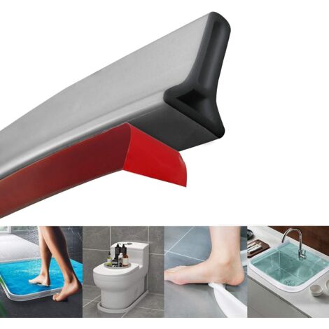 1M, Grey, Adoture Foldable Shower Barrier and Water Dam Retention System Keeps Water Inside Threshold (1/5)