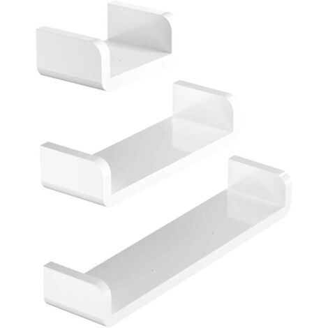 3 pieces White Storage Rack Shelf Plastic Bathroom Kitchen Seasoning Debris Rack Shower Rack Shampoo Bath Shower Rack Wall-Mounted Self-Adhesive Bathroom Shelves(S-M-L) (1/5)