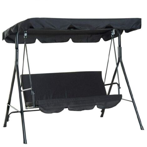 CSPARKV BLACK Replacement Roof for 3 Seater Garden Swing, Universal Replacement Canopy for Outdoor Garden Swing, Waterproof UV Protection Replacement Cover Swing Roof