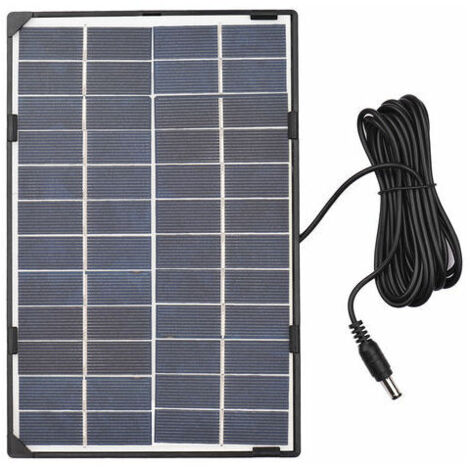 6W 12V Solar Panel, For Outdoor Security Camera Solar Cell, With DC Output 10Ft DIY Waterproof Solar Panel, For Street Light Garden Lamp Home Fan Pump, Black (1/5)
