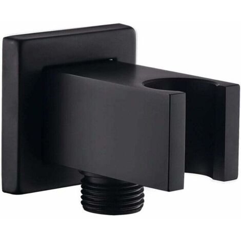 Wall connection elbow with black shower bracket, 1/2 brass square pipe connector, shower connection elbow with bracket, sand connection wall connection shower head for black shower head (1/4)