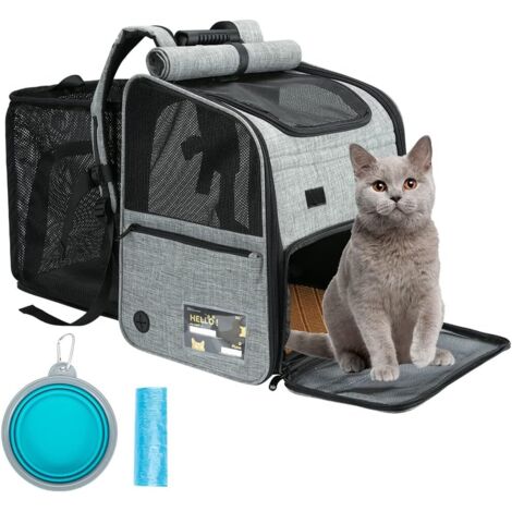 Pet Carrier Backpack for Cats, Expandable Pet Carrier Backpack with Breathable Mesh Multiple Access, Adjustable, 37x29x37.5 cm, Transport for Dogs and Cats