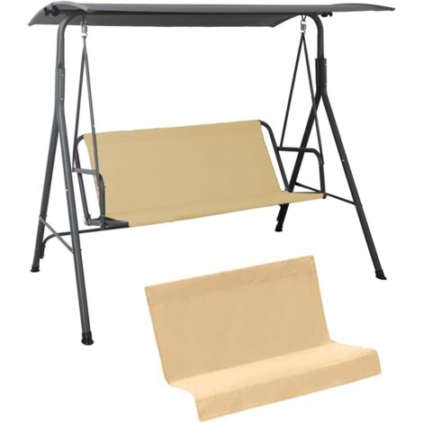 Garden Swing Seat Cover,600D Oxford Fabric Waterproof Oil Resistant Outdoor Swing Seat Cover Dust-proof Protective Covers for Yard, Balcony, Garden Swing Chair Cushions(Beige, 115 x48x48cm)