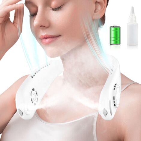Neck Mist Fan Portable Neck Fans USB Rechargeable Bladeless Personal Mini Neck Fan Pocket with 2 Cooling Mist Modes 3 Speeds for Office/Travel/Camping