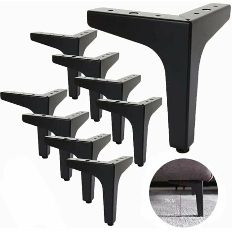 Set of 8 15cm Metal Sofa Legs, Metal Coffee Table Legs, Load Capacity up to 600kg Black Furniture Legs, Wrought Iron Table Legs, TV Legs, Cabinet Legs[A+++] (1/5)