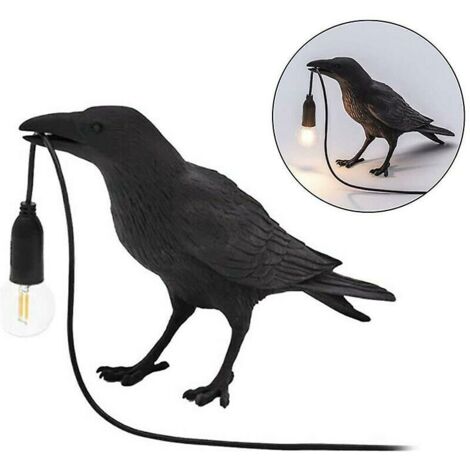 Creative bedroom auspicious bird table lamp animal bedroom lamp animal shaped small bird resin (black European regulations)-B