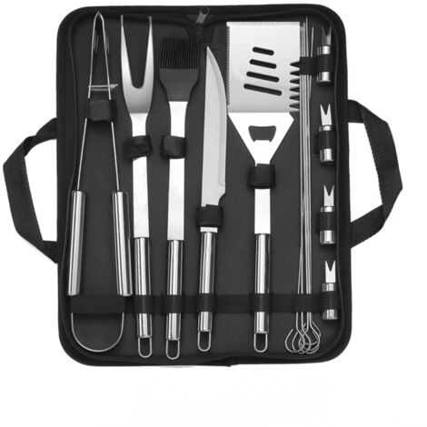 10 Pcs Professional Stainless Steel BBQ Accessories - Barbecue Utensils with Portable Bag - Barbecue Tool Set for Men Outdoor Camping Picnic Grill Gift (1/5)