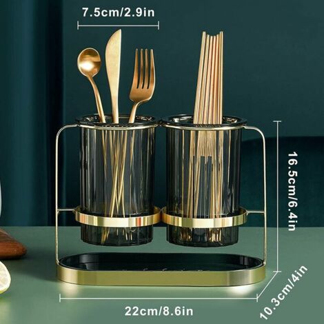 Cutlery Basket with Removable Cutlery Drainer, Cutlery Drainer, Kitchen Utensil Holder for Organizing and Storing Knives, Forks, Spoons, Chopsticks (Gold)