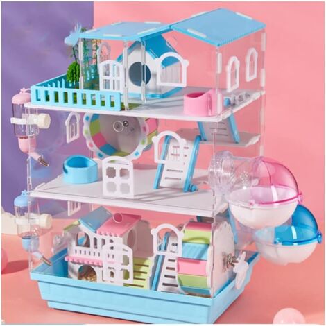 Three Layers Large Villa Hamster Cage Easy To Clean Guinea Pig Cage Full Transparent Landscape Small Animal Pet Cage