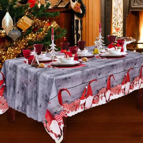 Christmas Tablecloth, 180 x 150cm Rectangular Christmas Tablecloths Gray Christmas Table Cover Dining Table Cloth, Large Washable Christmas Dinner Table Runners for Garden Table Decorations