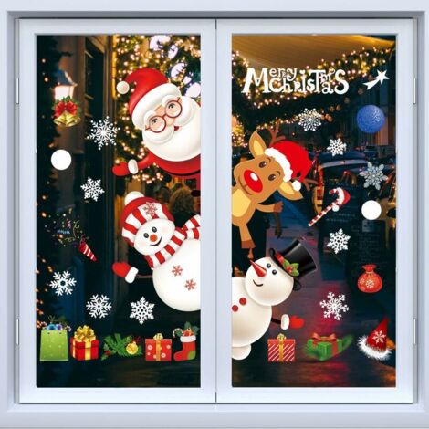 NoëL Decoration Stickers, NoëL Fenetre Autocollant PVC Fenetre Autocollant Noel Stickers DIY Fenêtres Stickers Amovibles Statique Autocollants (Multicolore2) (1/5)