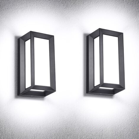 Outdoor Wall Light 18W 1800lm 6000K LED Porch and Patio Lights Matte Black Exterior Lighting Fixtures Wall Mount IP65 Waterproof for Garage, Driveway, Garden (2 Pack)