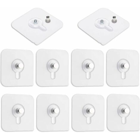 Lot de 10 Accroche Tableau Sans Percer, Transparent Languette Crochets Adhésives pour Cadres Photo Mural, Miroir et Affiches (1/5)