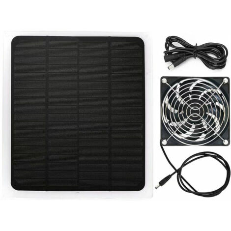 20W 12V Panneau solaire en silicium monocristallin Panneau d'alimentation solaire Ventilateur d'extraction Mini ventilateur de refroidissement portable Ventilateur d'extraction solaire de 4,7 pouces p (1/5)