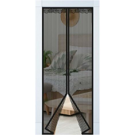 Moustiquaire Porte Magnétique 80x200 cm, Maille Ultra Fine, Fermeture Aimantée, Bande Adhesive Sans Perçage, Moustiquaire sont parfaites Pour Couloirs, Patio, Portes - Noir (1/5)