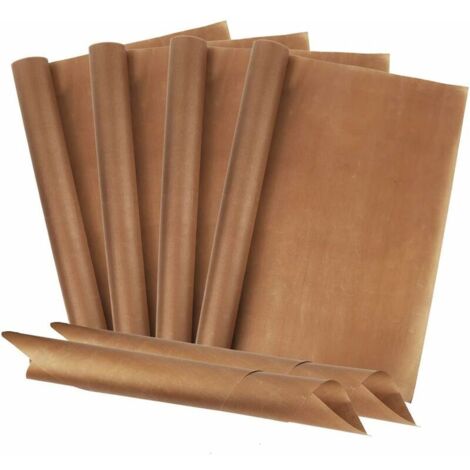 Feuille de cuisson permanente (lot de 6, 40 x 60 cm) Papier de cuisson de qualité supérieure en fibre de verre, papier de cuisson réutilisable, résistant à la chaleur et antiadhésif Peut être