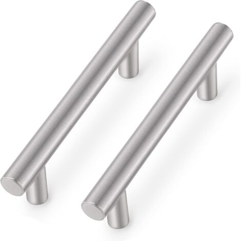 Brushed Nickel Stainless Steel Bathroom Cabinet T Bar Handle Furniture Drawer Pulls Cupboard Knobs (96mm Hole Centers - 150mm Long) 5 Pack