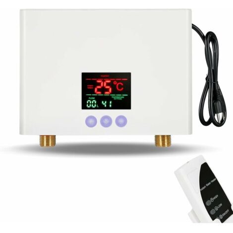 3000W Mini chauffe-eau sans réservoir sous évier 220V Système de chauffage de lavage thermostatique avec télécommande Affichage numérique pour la maison, la cuisine, la salle de bain (Blanc) (1/5)