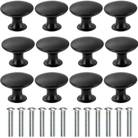 12PCS Black Drawer Door Handle, 30mm Furniture Knob, Single Round Hole Drawer Knobs, Door Knobs, Furniture Handles for Cupboard Cabinet Kitchen, Kid's Room