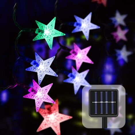 Guirlande Lumineuse Exterieur Solaire 7M 50 LED Étanche Étoile Lampe Solaire de Noël Décorative pour Soirée, Mariage, Jardin, Magasin, Maison Extérieure (multicolore) (1/5)