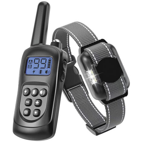 Rechargeable Dog Training Collar - Anti Bark Collar - 3 Modes Electric Shock/Vibration/Sound - Remote Control Up to 500m Adjustable for Small/Medium/Large Dogs, IPX7 Waterproof (1/4)
