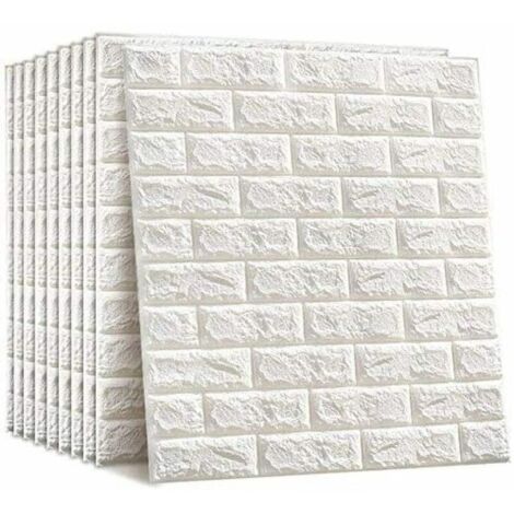 Panneaux muraux 3D auto-adhésif en pierre look papier peint 77 x 70 cm imperméable à l’eau brique mur tatouage pvc compact bricolage panneau en mousse douce brique anti-collision stickers muraux 10pcs (1/5)