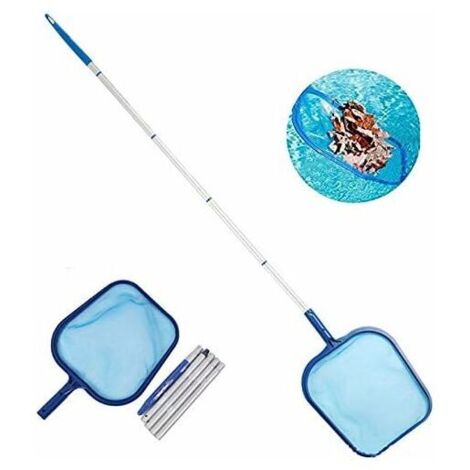 épuisette de piscine, épuisette de piscine Ensemble Skimmer de piscine épuisette à feuilles avec tamis à mailles fines et tige en aluminium de 120 cm pour le nettoyage des feuilles et des débris de pi (1/5)