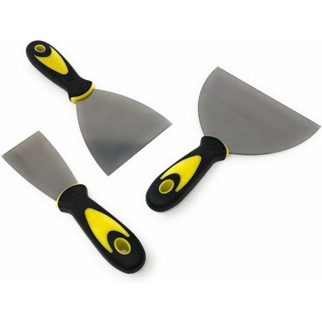 Couteaux à Mastic - Jeu de Spatules en Acier Inoxydable - Couteau à Enduire - Spatule de Platrier - Ensemble de 3 Pièces - 3 Mesures