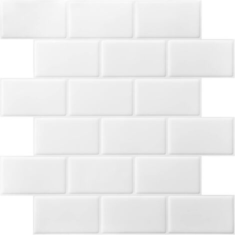 Subway Tiles Peel and Stick Backsplash, Stick on Tiles Kitchen Backsplash (10 Tiles, Thicker Version)