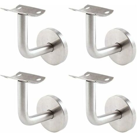 Supports de Main Courante pour Fixation Murale Supports de Rail d'escalier INOX Supports Muraux Supports de Main Courante pour Rampe Escalier Support Mural de Garde-Corps Argent 4 Pièces