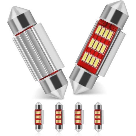 36mm Festoon LED Car Bulb 6pcs, LED Dome Reading Xenon White Bulbs Car Interior Light Bulb Replacement Number Plate Lights Map Lamps No Polarity 12V SMD 3014 180LM (36mm)