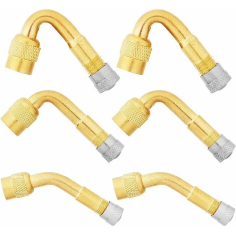 6 Pièces Pneu Valve Rallonge, 45Ḟ, 90Ḟ, 135Ḟ Extension Valve Pneu Valve de Adaptateur Raccord Prolongateur Coude, Embout de Gonflage Coudé pour Voiture Camion Moto Vélo Scooter (1/5)