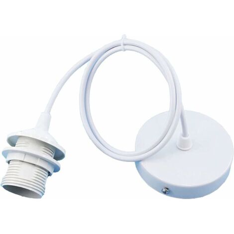 E27 Porte Lampe Suspension,E27 Pendentif Lampes Suspendues Accessoire avec Câble Base de Lampe,Base de Lampe de Lampe Suspendue,pour Chambre, Salon, Couloir Blanc 1.2m (1/5)