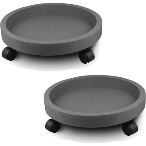 Plant Caddy, 2Pcs Plant Caddy with Wheels Heavy Duty, Round Potted Plant Stand Mover, Rollers Dolly Trolley Tray, Pallet with Wheels, Loading Capacity 5kg, for Indoor Outdoor Home Garden,28cm(Gray)