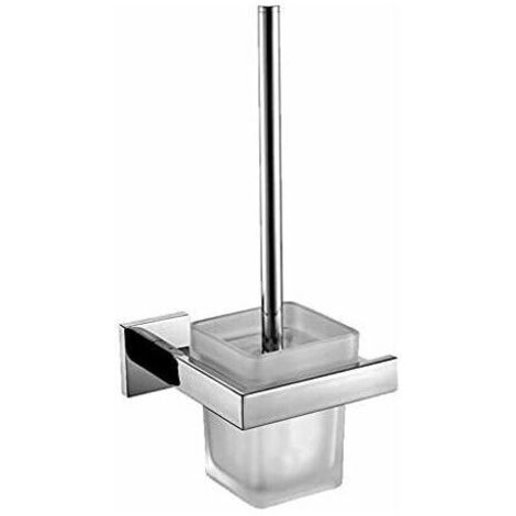 Brosse WC Porte Brosse Toilette Acier Inox 304 Verre Trempé Métal Chromé Miroir Poli- 14,813,534cm-Balayette WC Brosse WC(Brosse Inclu)-Accessoires Salle de Bain (1/5)